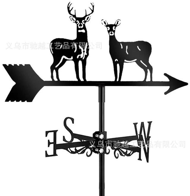 Main image of L Weather Vane Ornament Wind Vane Black Iron Retro Garden Outdoor Patio Yard Decoion Wind Direction Indicator