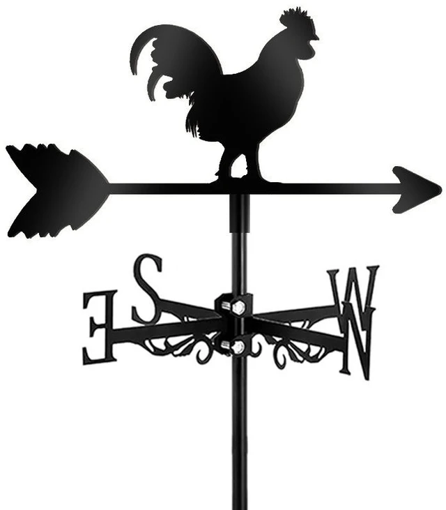 Main image of L Weather Vane Ornament Wind Vane Black Iron Retro Garden Outdoor Patio Yard Decoion Wind Direction Indicator