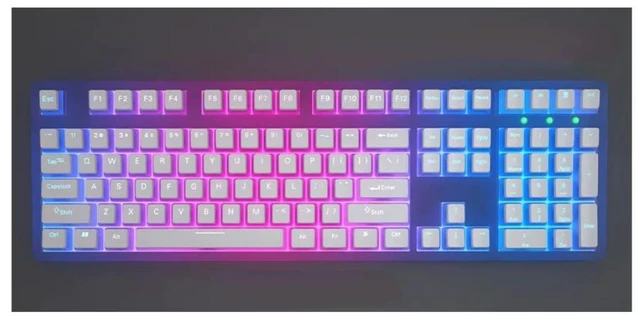 Alt view image 7 of 7 - 129 Keys PBT White Pudding Keycaps OEM Height White Backlight for Mechanical Keyboard AULA F75 Ajazz Anne Pro 2 Game PC (without keyboard)