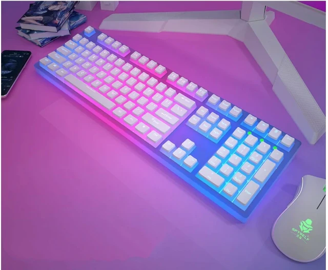 Alt view image 6 of 7 - 129 Keys PBT White Pudding Keycaps OEM Height White Backlight for Mechanical Keyboard AULA F75 Ajazz Anne Pro 2 Game PC (without keyboard)