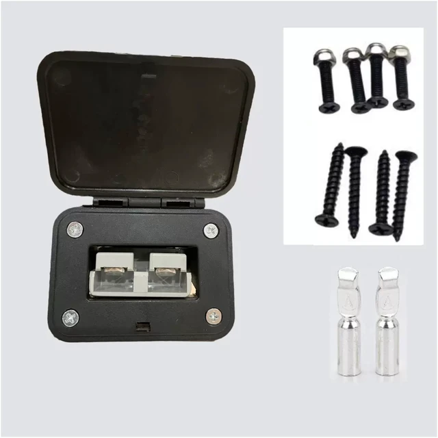 Alt view image 2 of 2 - 120A Flush Mount Bracket, Panel Cover with Lid, Recessed Base for RV Marine Vehicle High Current Connector Assembly