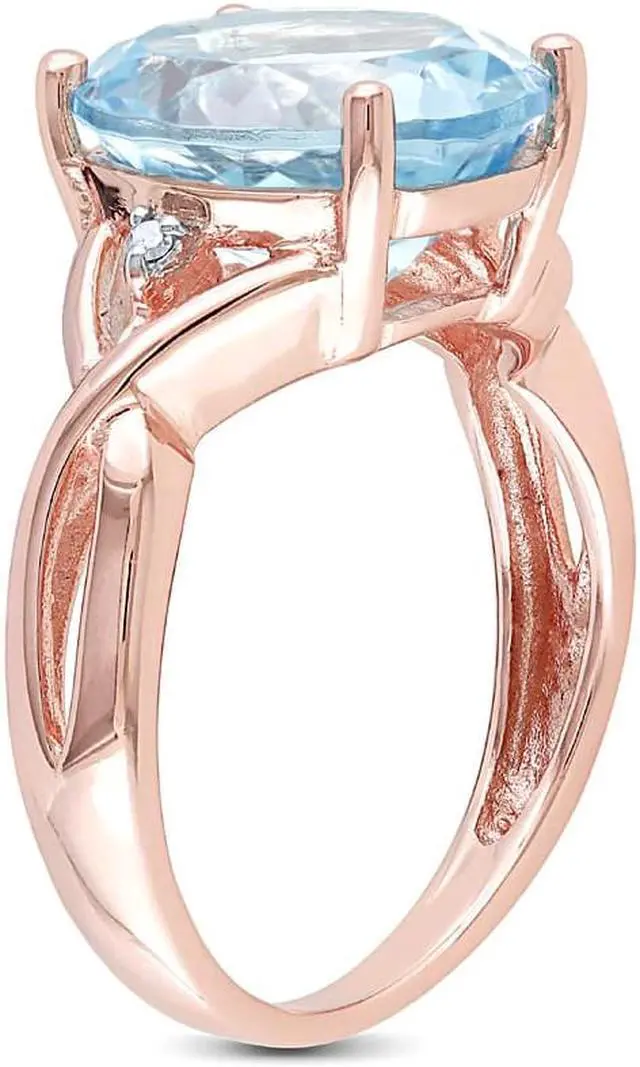 Alt view image 2 of 4 - 5.50 Carat (ctw) Blue Topaz Ring in Rose Pink Plated Sterling Silver