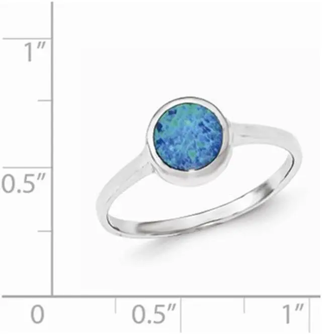 Alt view image 2 of 4 - Lab-Created Blue Opal Solitaire Sterling Silver Ring