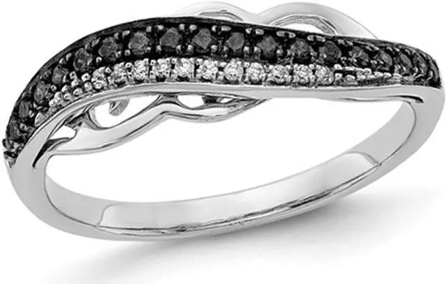 Main image of 1/5 Carat (ctw) Black & White Diamond Ring in 14K White Gold