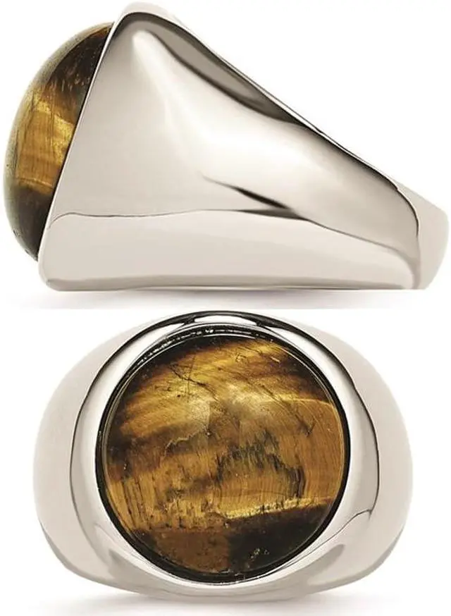 Alt view image 3 of 4 - Mens Tiger's Eye Ring in Stainless Steel