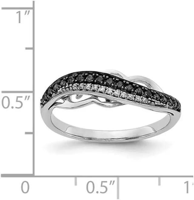 Alt view image 2 of 4 - 1/5 Carat (ctw) Black & White Diamond Ring in 14K White Gold