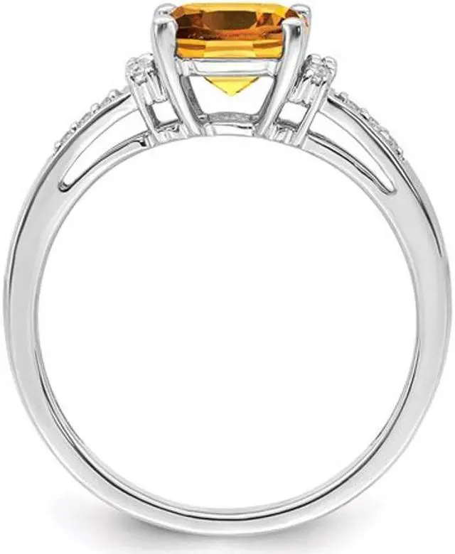 Alt view image 2 of 4 - 1.80 Carat (ctw) Citrine Ring in 14K White Gold with Diamonds