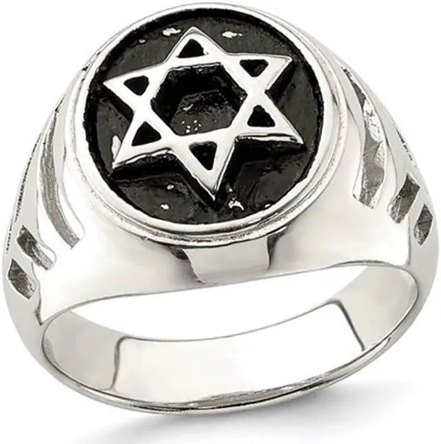 Main image of Mens Star of David Antiqued Sterling Silver Ring