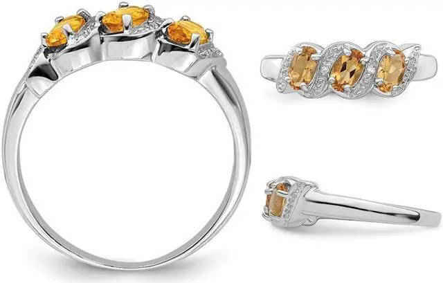 Alt view image 3 of 4 - 1/2 Carat Three Stone Citrine Ring in Sterling Silver