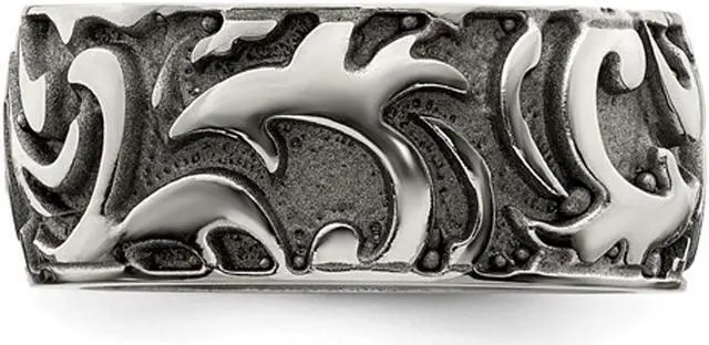 Alt view image 3 of 4 - Men's Titanium Pattern Wedding Band Ring (11mm)