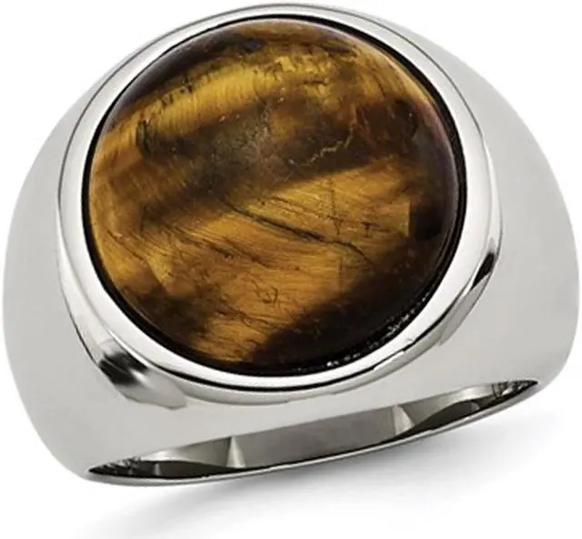 Main image of Mens Tiger's Eye Ring in Stainless Steel