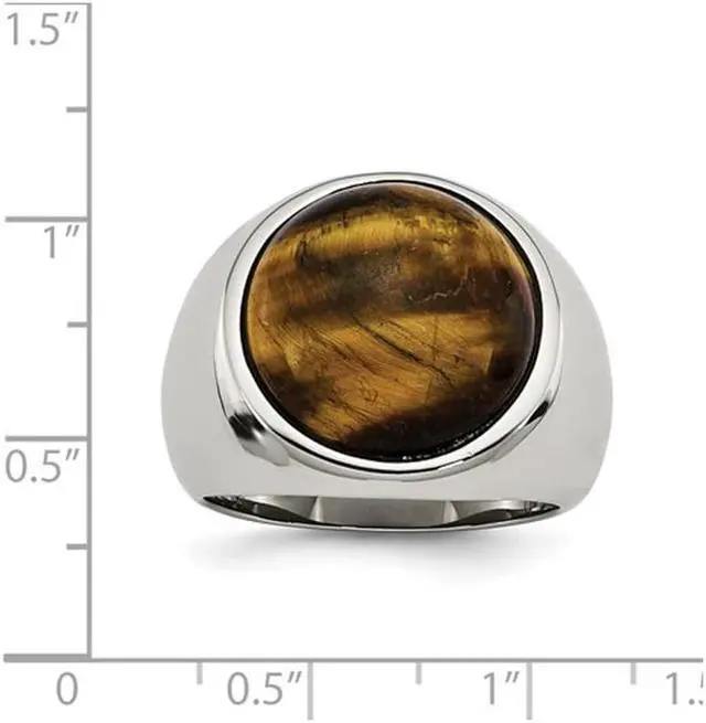 Alt view image 4 of 4 - Mens Tiger's Eye Ring in Stainless Steel