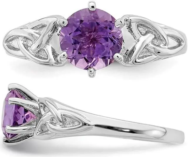 Alt view image 2 of 4 - 1.00 Carat (ctw) Amethyst Celtic Trinity Ring in Sterling Silver
