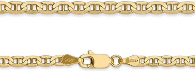 Main image of 14K Yellow Gold Concave 3mm Necklace Anchor Chain 20 Inches