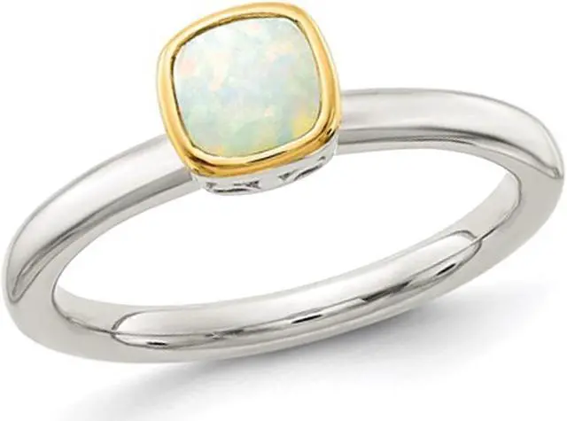 Main image of 1/4 Carat (ctw) Natural Opal Ring in Sterling Silver with 14K Accent