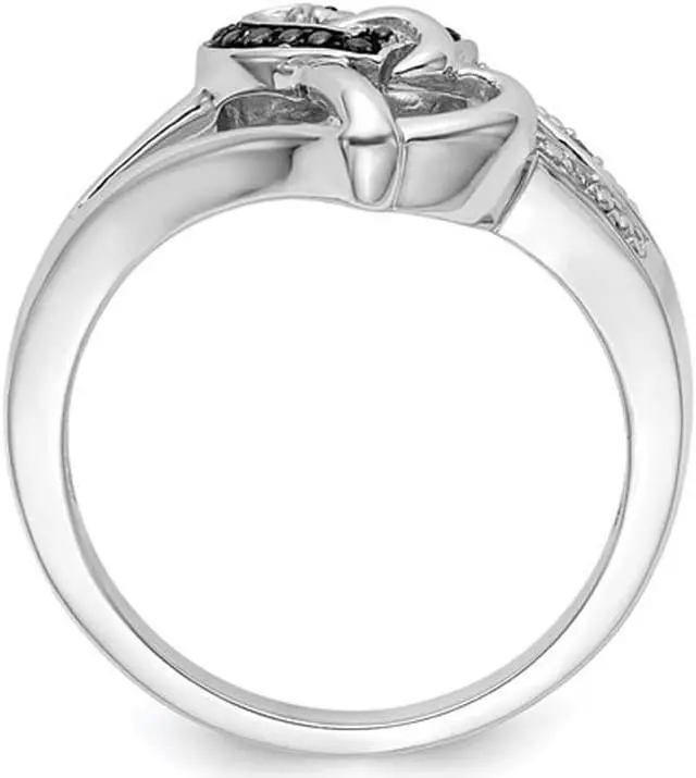 Alt view image 3 of 4 - Black & White Diamond Accent Heart Promise Ring in Sterling Silver