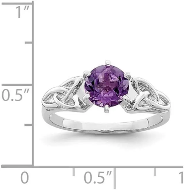 Alt view image 3 of 4 - 1.00 Carat (ctw) Amethyst Celtic Trinity Ring in Sterling Silver