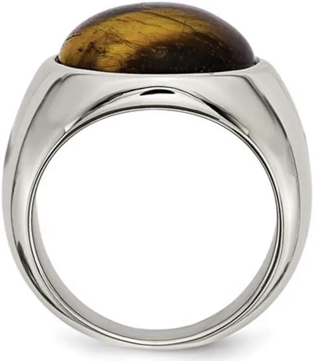 Alt view image 2 of 4 - Mens Tiger's Eye Ring in Stainless Steel