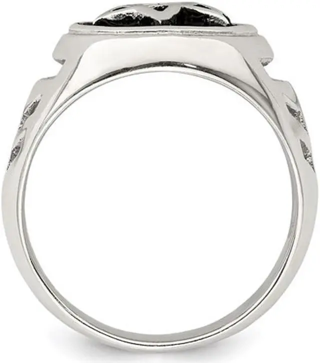 Alt view image 2 of 4 - Mens Star of David Antiqued Sterling Silver Ring