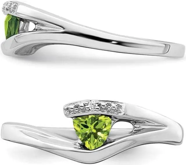 Alt view image 3 of 4 - 1/4 Carat (ctw) Trillion-Cut Solitaire Peridot Ring in 14K White Gold