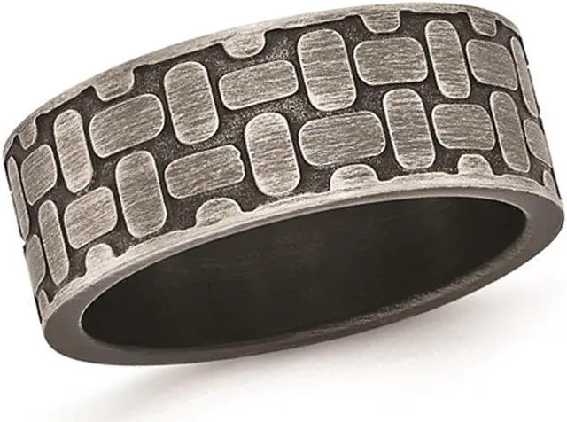 Main image of Stainless Steel Brushed Antiqued Textured Ring