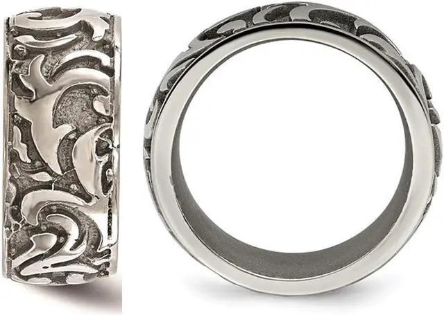 Alt view image 4 of 4 - Men's Titanium Pattern Wedding Band Ring (11mm)