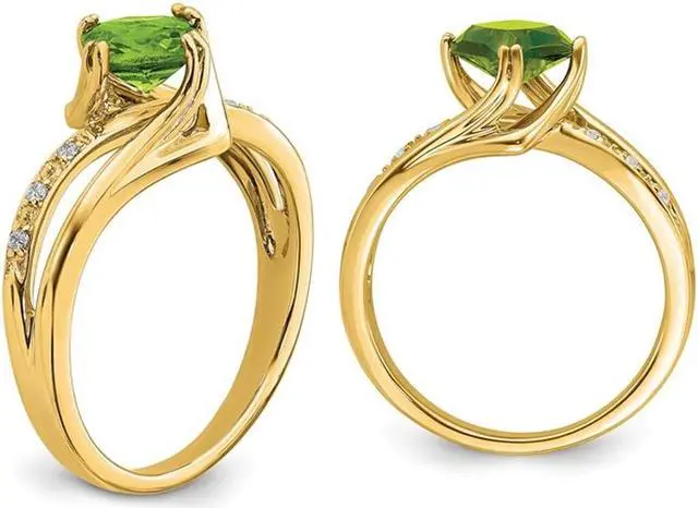 Alt view image 4 of 4 - 1.25 Carat (ctw) Cushion-Cut Natural Peridot Ring in 14K Yellow Gold