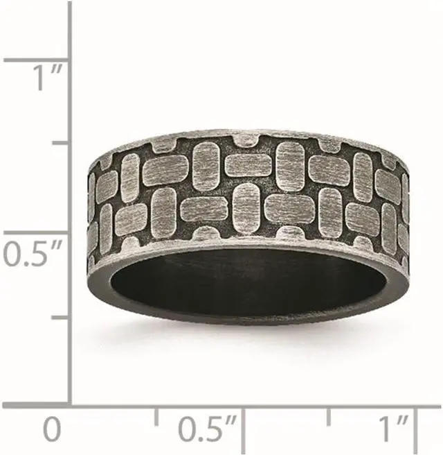 Alt view image 2 of 4 - Stainless Steel Brushed Antiqued Textured Ring