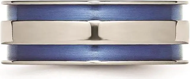 Alt view image 4 of 4 - Titanuim Blue Adonized Double Grove 8.5m Band Ring