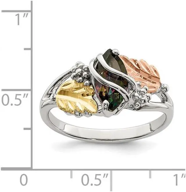 Alt view image 3 of 4 - 1/3 Carat (ctw) Mystic Fire Topaz Leaf Ring in Sterling Silver