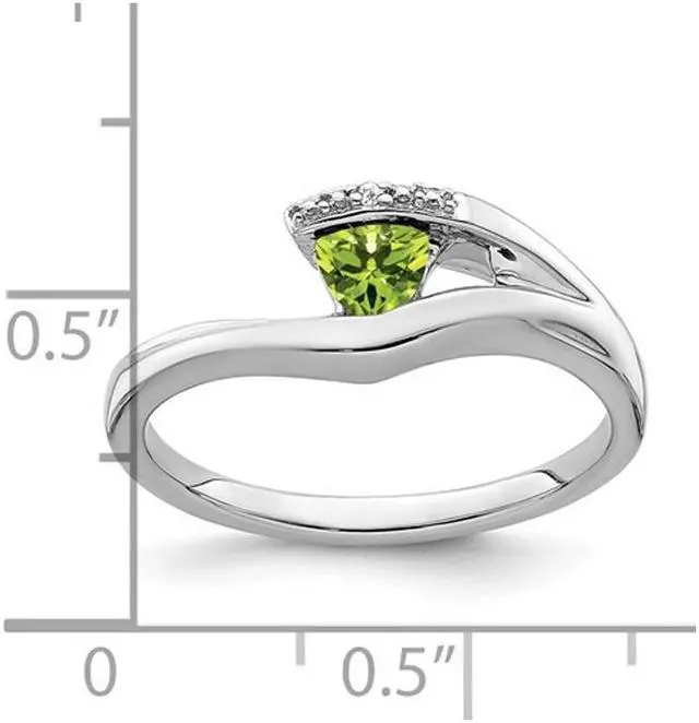 Alt view image 4 of 4 - 1/4 Carat (ctw) Trillion-Cut Solitaire Peridot Ring in 14K White Gold