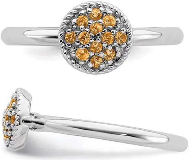 Alt view image 3 of 5 - 1/5 Carat (ctw) Natural Citrine Cluster Ring in Sterling Silver