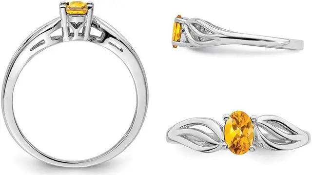 Alt view image 3 of 4 - Oval Cut Citrine Ring 2/5 Carat (ctw) in Sterling Silver