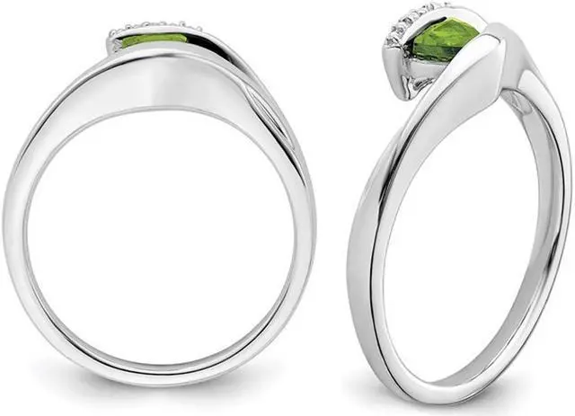 Alt view image 2 of 4 - 1/4 Carat (ctw) Trillion-Cut Solitaire Peridot Ring in 14K White Gold