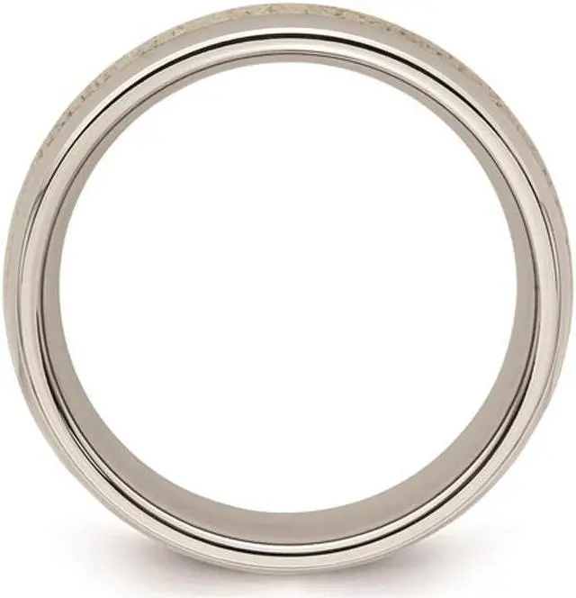 Alt view image 3 of 4 - Men's Stainless Steel 8mm Wedding Band Ring with Antler Inlay