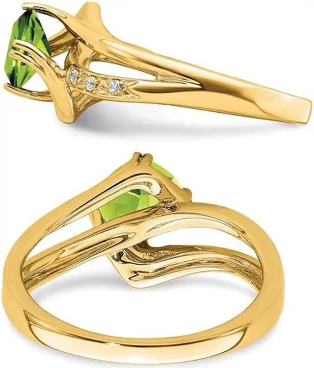 Alt view image 3 of 4 - 1.25 Carat (ctw) Cushion-Cut Natural Peridot Ring in 14K Yellow Gold