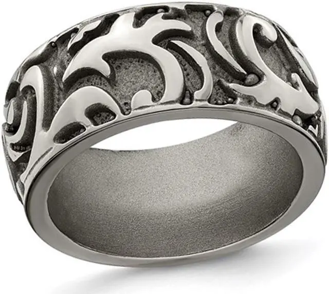 Main image of Men's Titanium Pattern Wedding Band Ring (11mm)