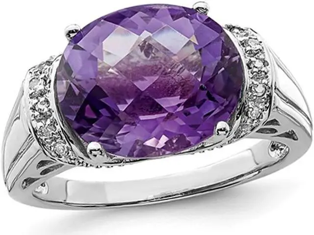 Main image of 4.20 Carat (ctw) Amethyst Ring in Sterling Silver with Accent Diamonds