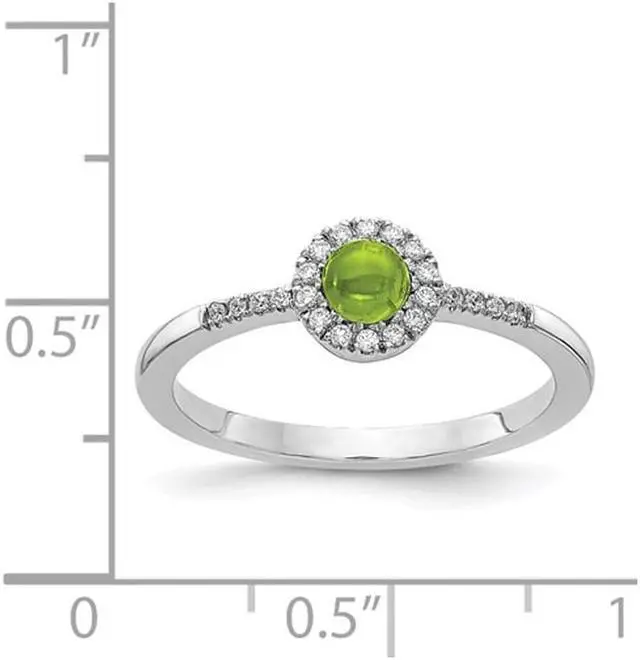 Alt view image 2 of 4 - Natural Cabachon Peridot Ring 1/2 Carat (ctw) in 14K White Gold with Diamonds