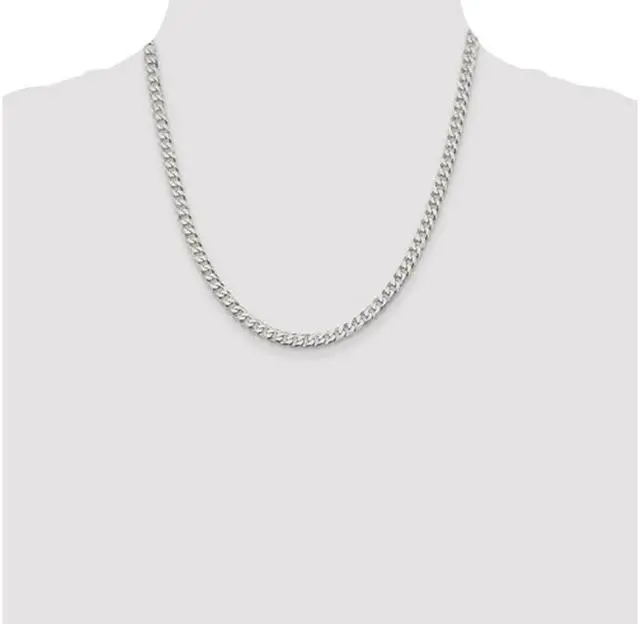 Alt view image 3 of 3 - Mens Beveled Curb Chain Necklace in Sterling Silver 20 Inches (4.50 mm)