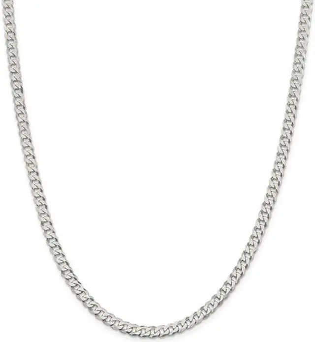 Main image of Mens Beveled Curb Chain Necklace in Sterling Silver 20 Inches (4.50 mm)