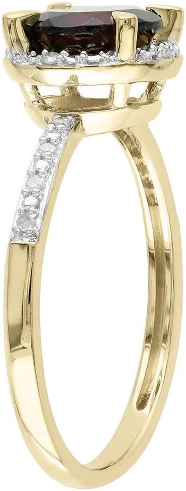 Alt view image 2 of 4 - Garnet Ring with Diamonds 1.60 Carat (ctw) in 10K Yellow Gold