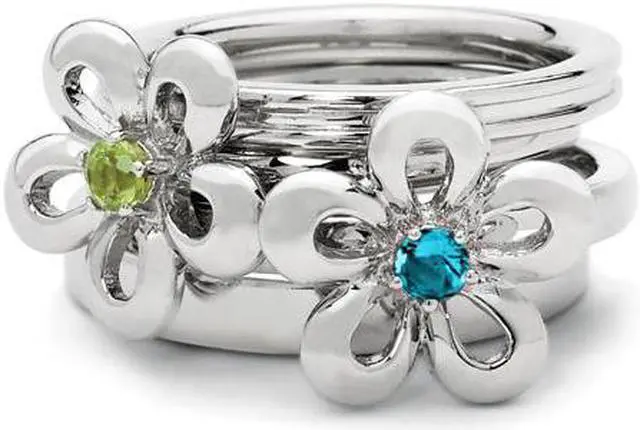 Alt view image 3 of 9 - 1/10 Carat (ctw) Blue Topaz Flower Ring in Sterling Silver