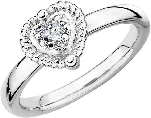 Main image of Heart Ring with Diamond Accent in Sterling Silver