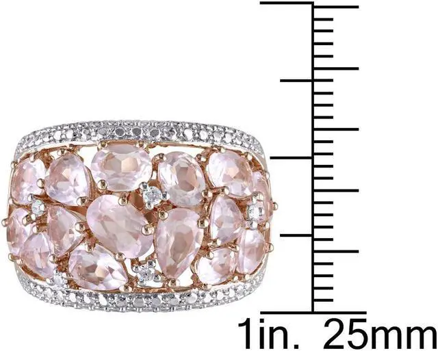Alt view image 2 of 5 - 6.0 carat (ctw) Synthetic Rose Pink Quartz Ring 6 in Pink Plated Sterling Silver with Accent Diamonds