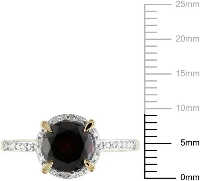 Alt view image 4 of 4 - Garnet Ring with Diamonds 1.60 Carat (ctw) in 10K Yellow Gold