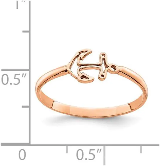 Alt view image 2 of 4 - 14K Rose Pink Gold Polished Anchor Ring