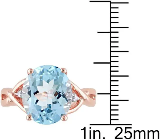 Alt view image 3 of 4 - 5.50 Carat (ctw) Blue Topaz Ring in Rose Pink Plated Sterling Silver