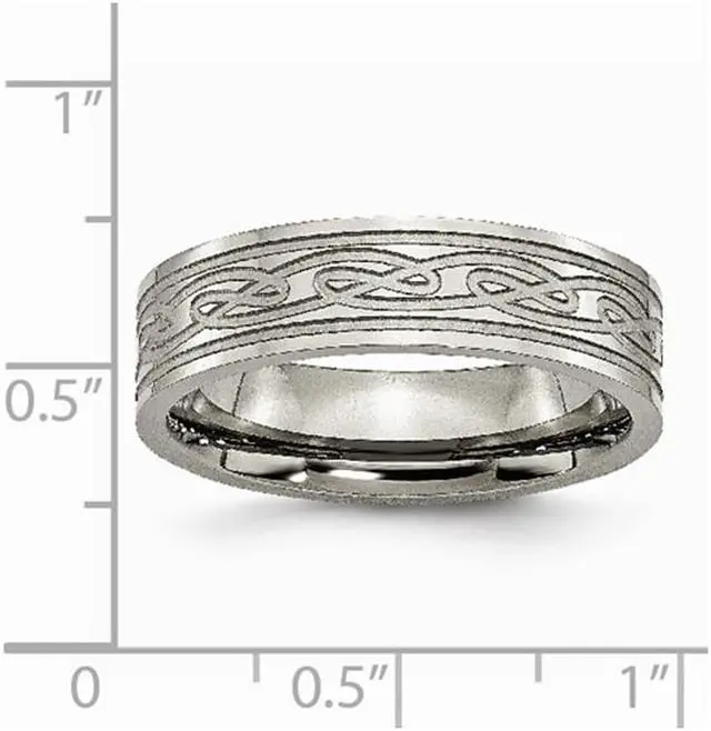 Alt view image 2 of 5 - Mens Chisel Titanium Laser Etched Celtic Knot Polished Band