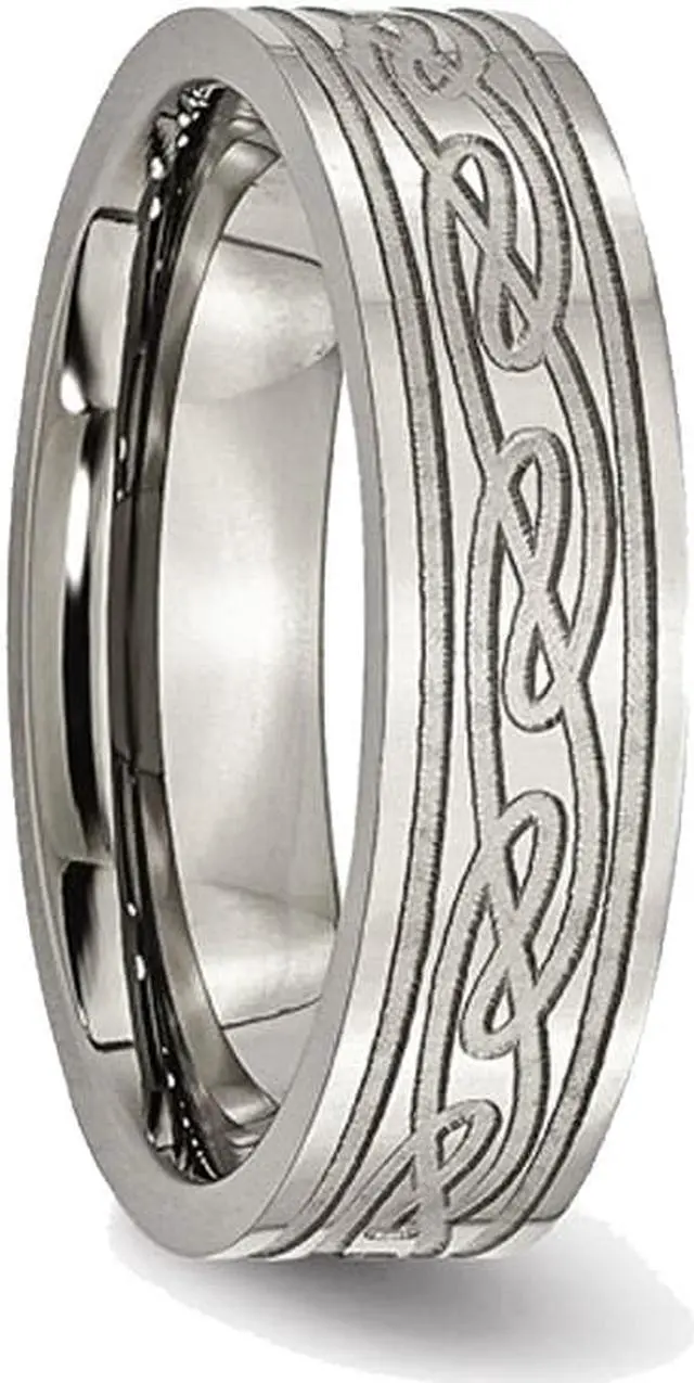 Alt view image 3 of 5 - Mens Chisel Titanium Laser Etched Celtic Knot Polished Band